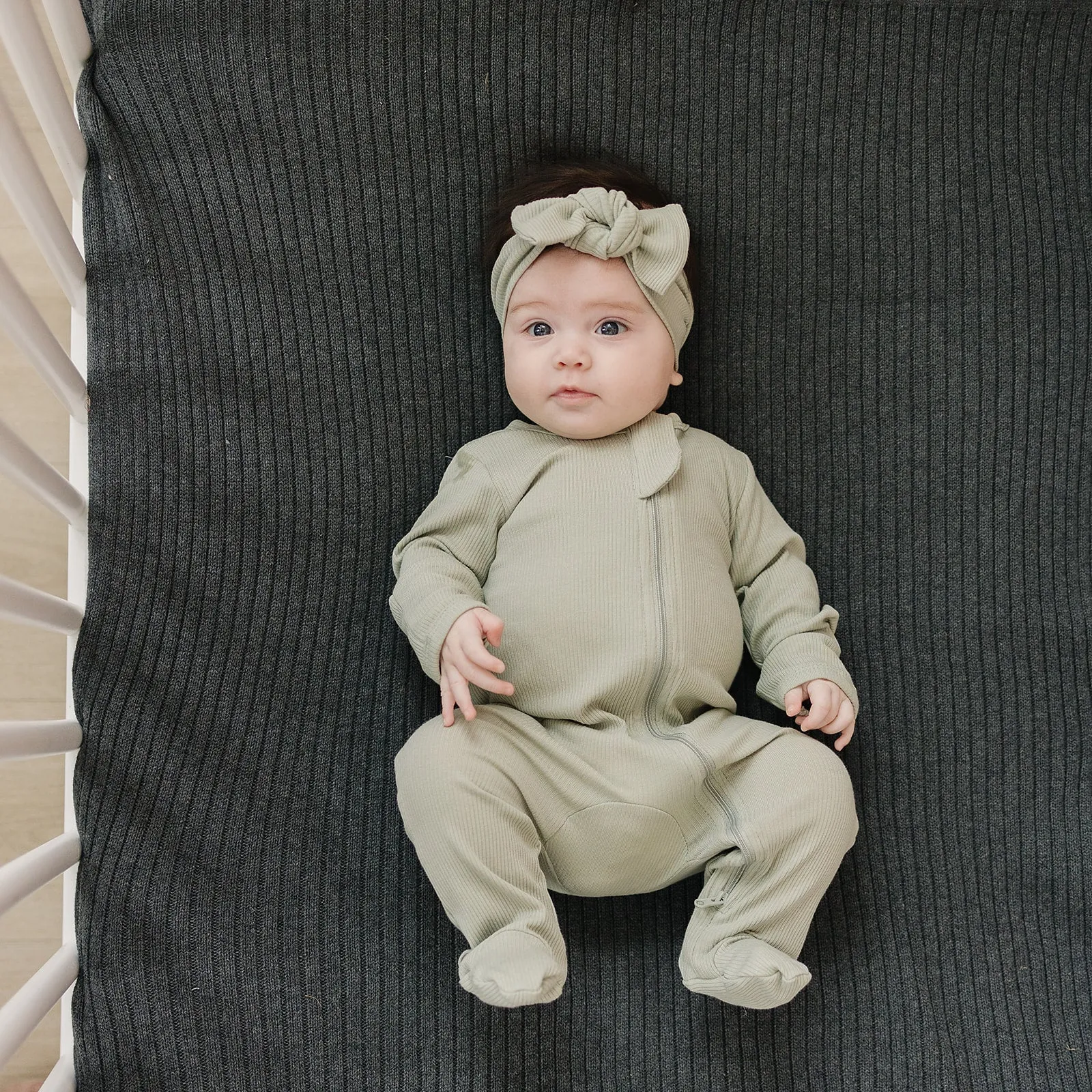 Mebie Baby Organic Ribbed Zipper Sleeper