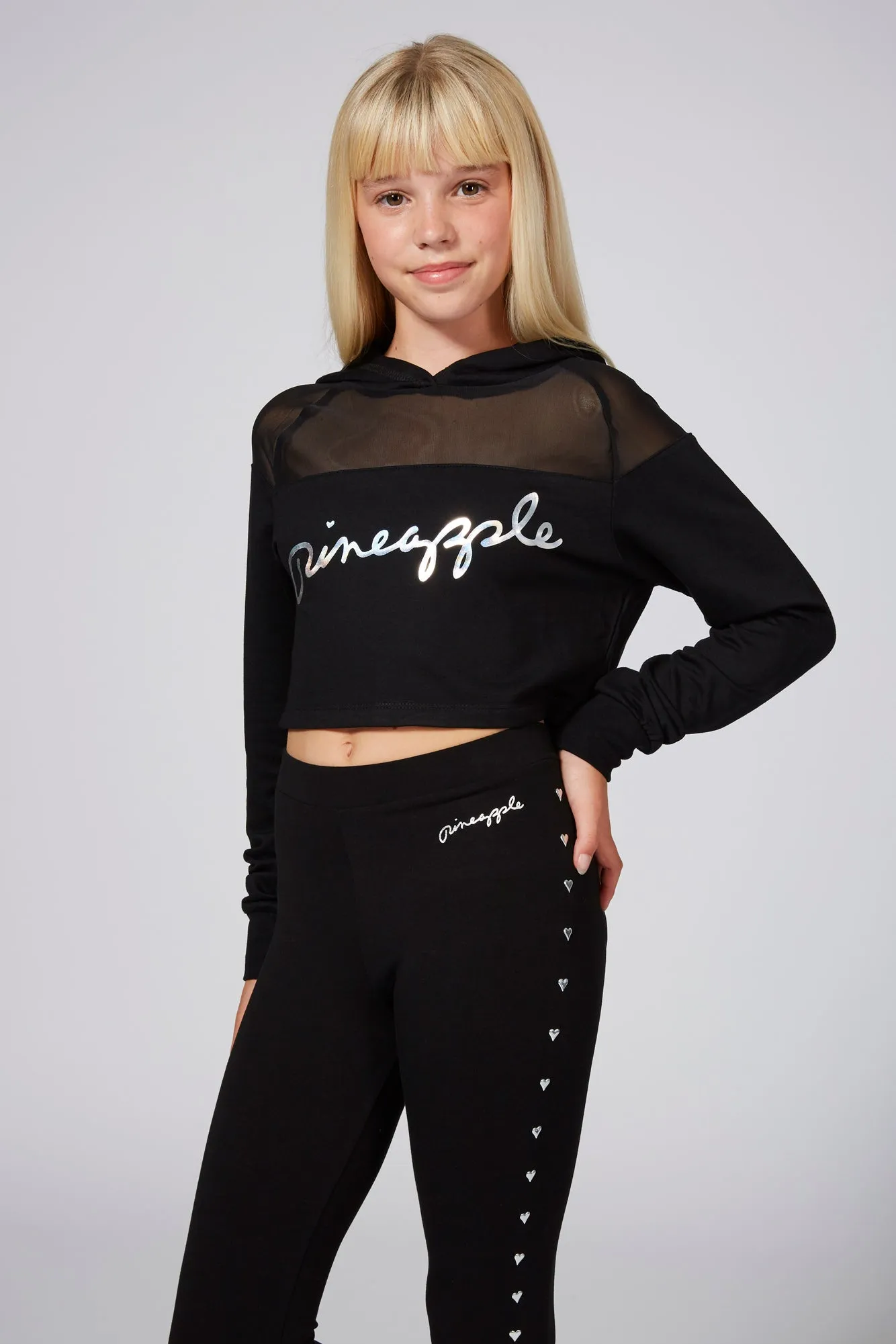 Mesh Panel Crop Hoodie