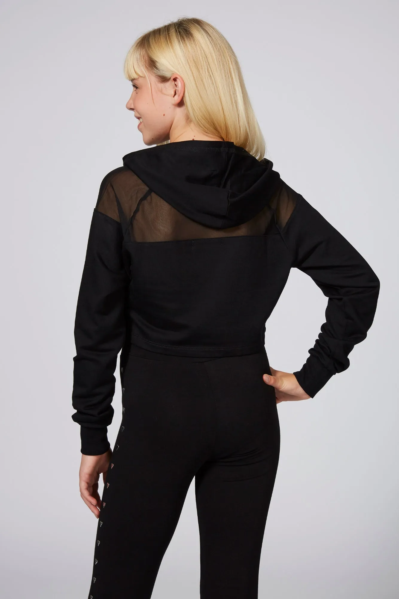Mesh Panel Crop Hoodie