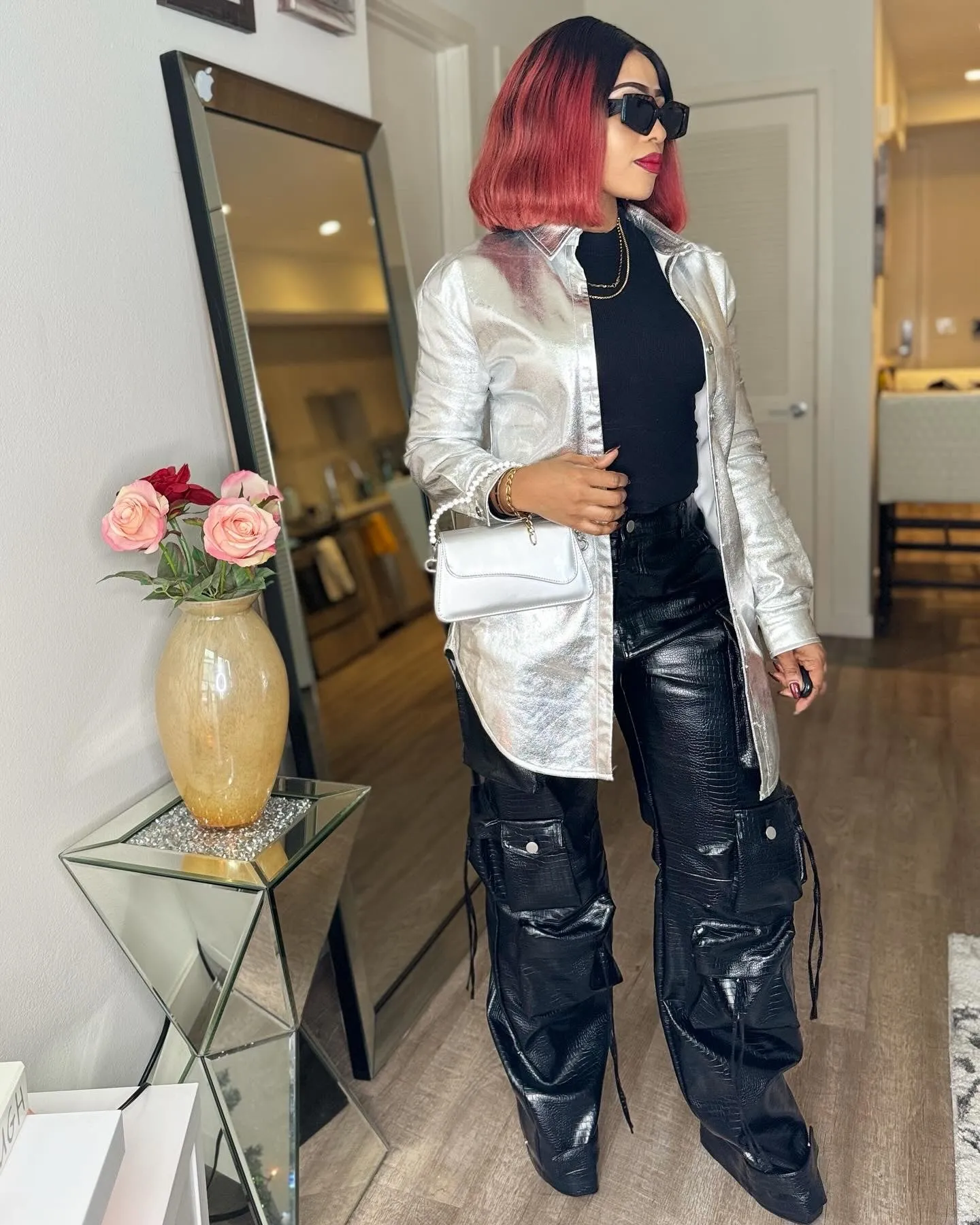 Metallic Oversized Shiny Shacket