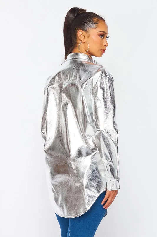 Metallic Oversized Shiny Shacket