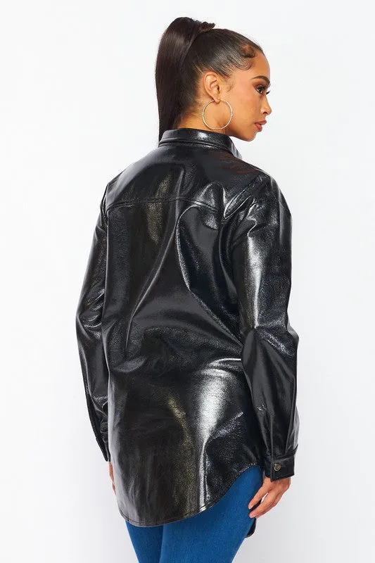 Metallic Oversized Shiny Shacket