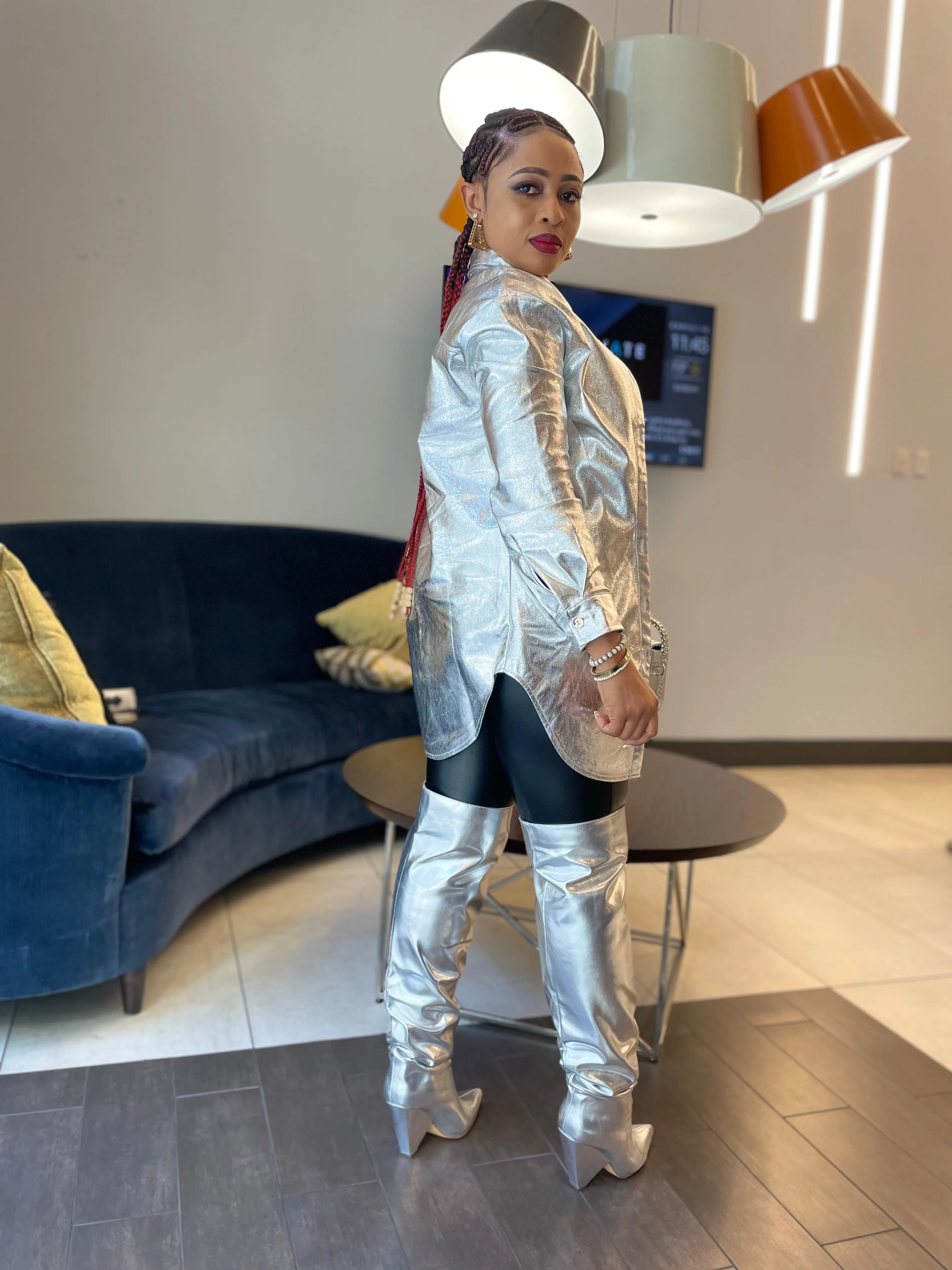 Metallic Oversized Shiny Shacket