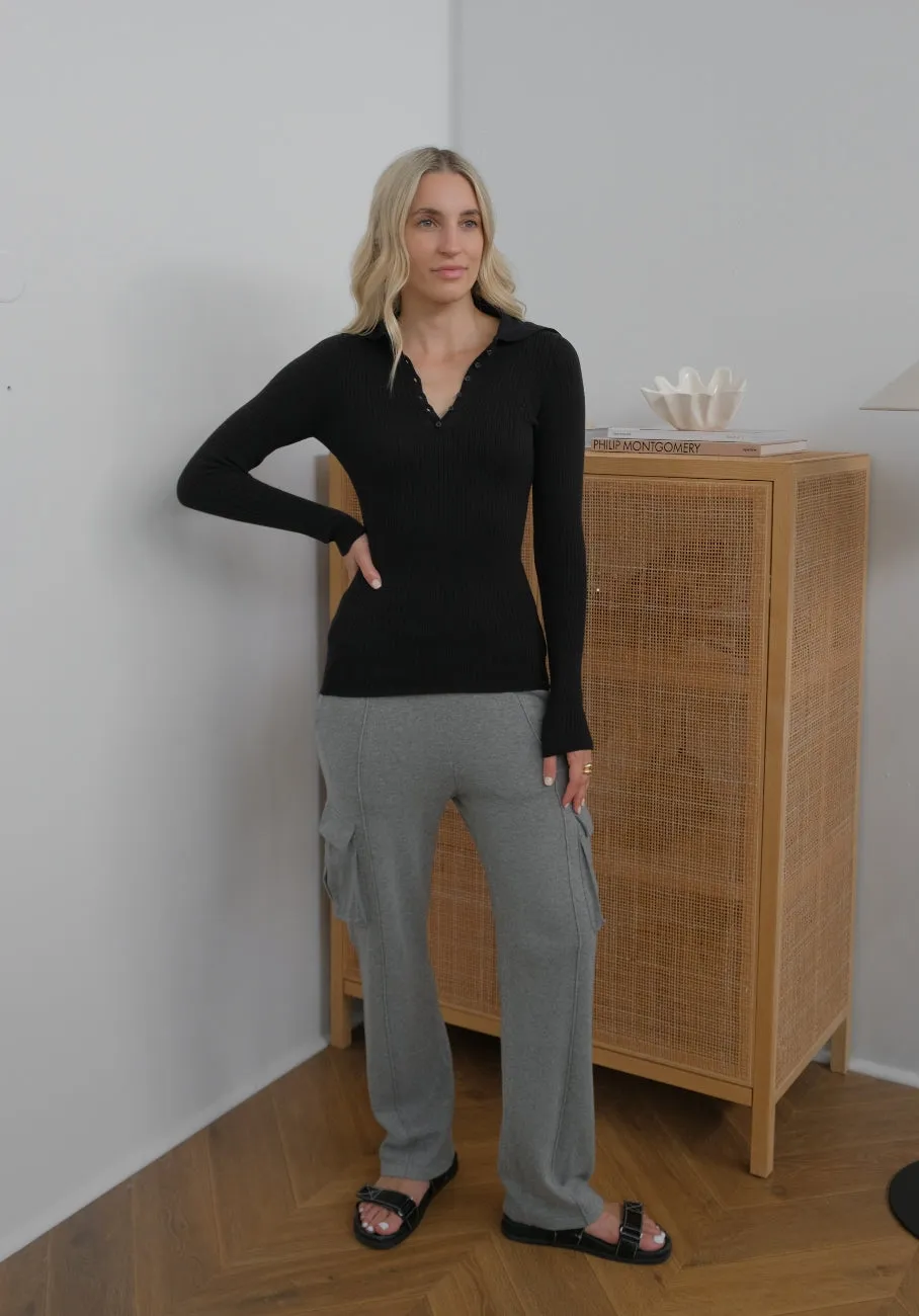 Miann & Co Womens - Shania Button Down Long Sleeve Top - Black