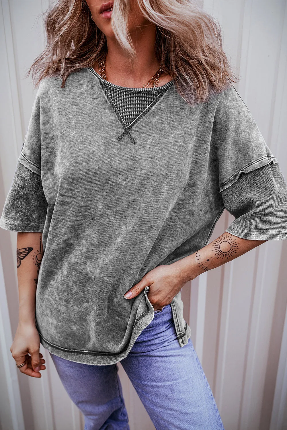 Mineral Wash Exposed Oversized Tee