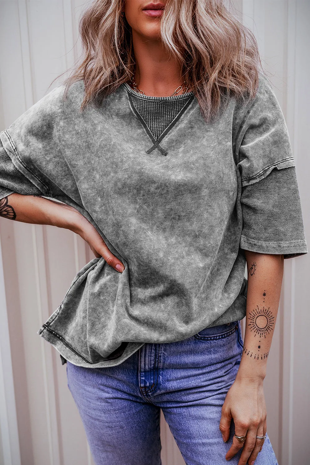Mineral Wash Exposed Oversized Tee