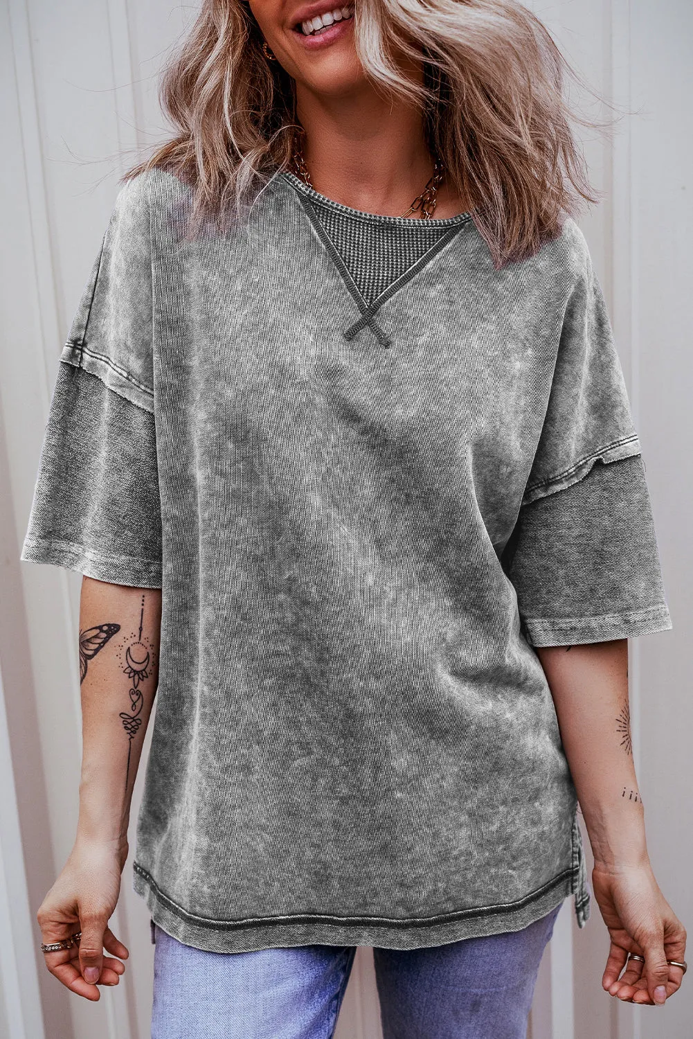 Mineral Wash Exposed Oversized Tee