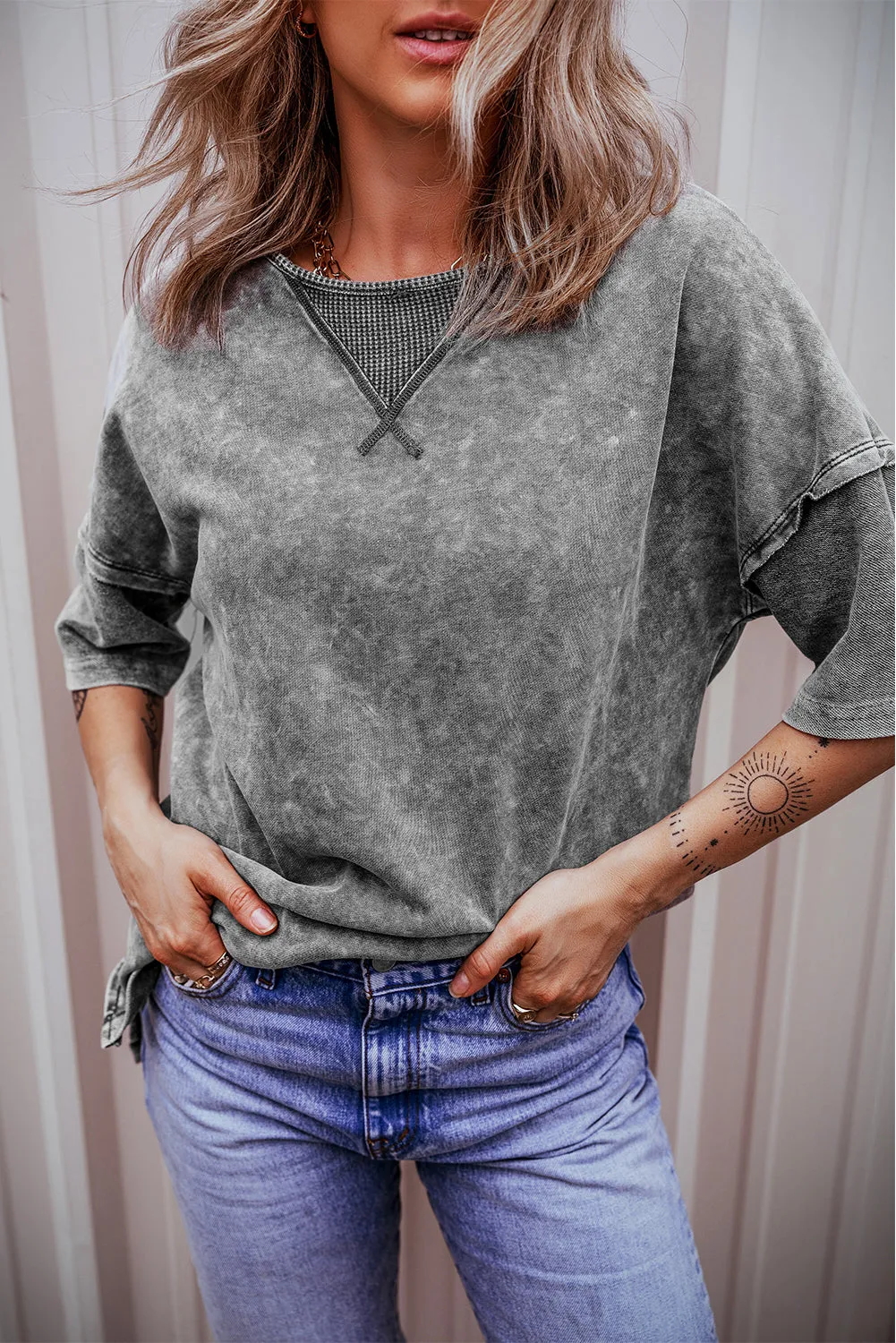Mineral Wash Exposed Oversized Tee