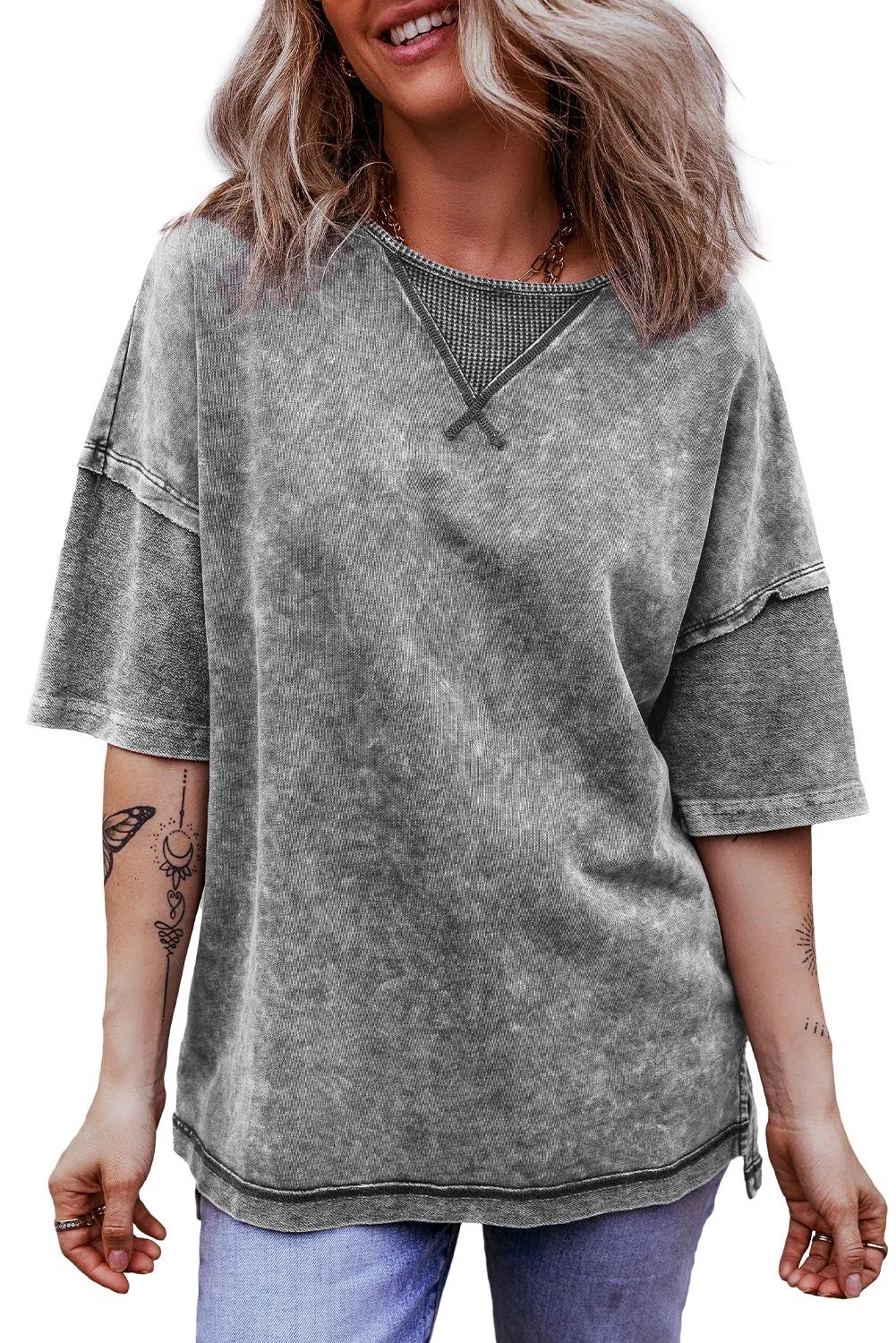 Mineral Wash Exposed Oversized Tee