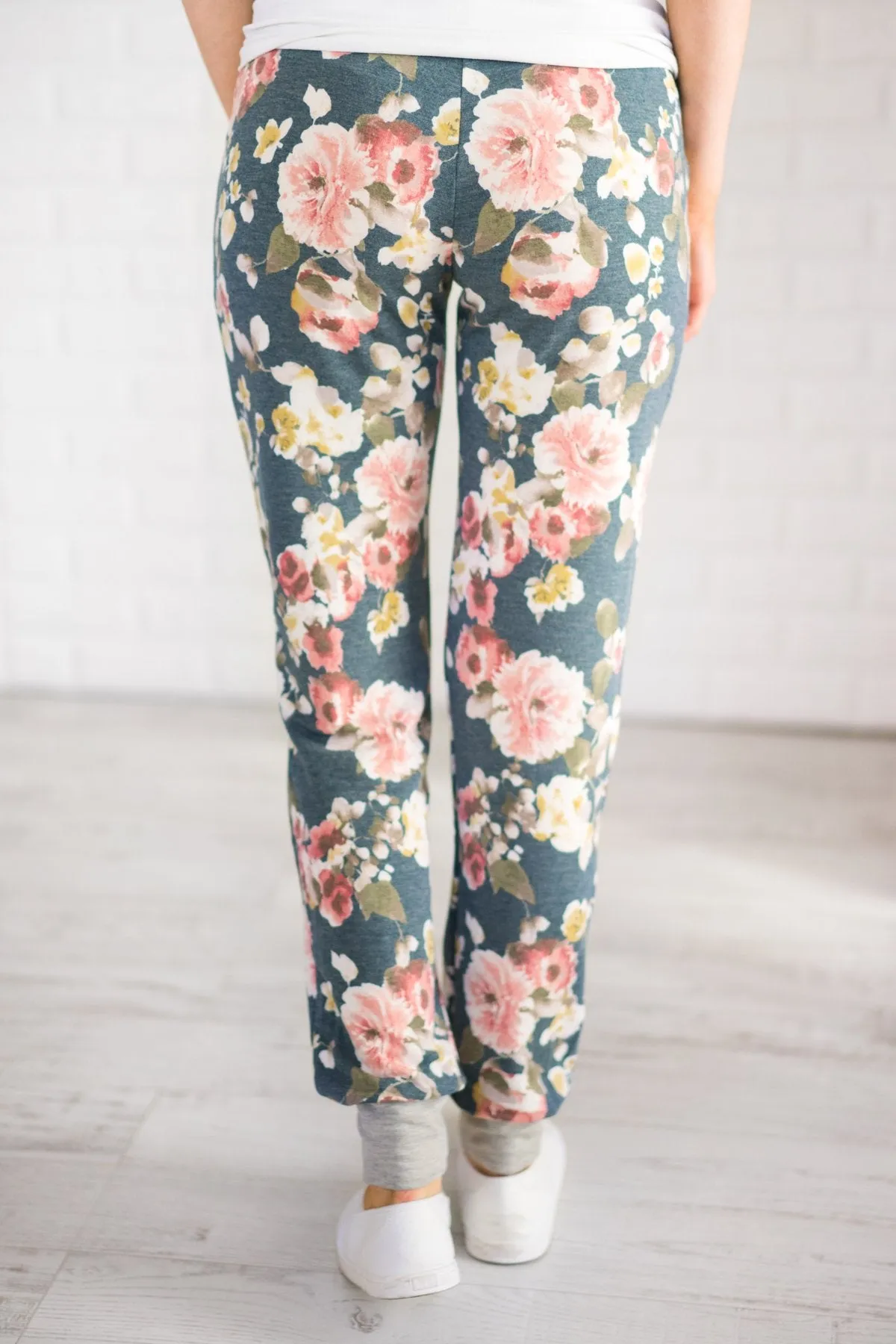 My Favorite Floral Joggers ~ Teal