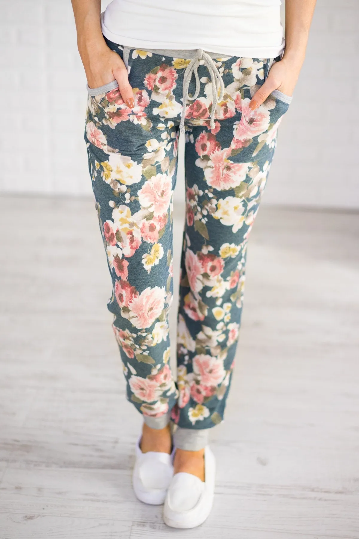My Favorite Floral Joggers ~ Teal