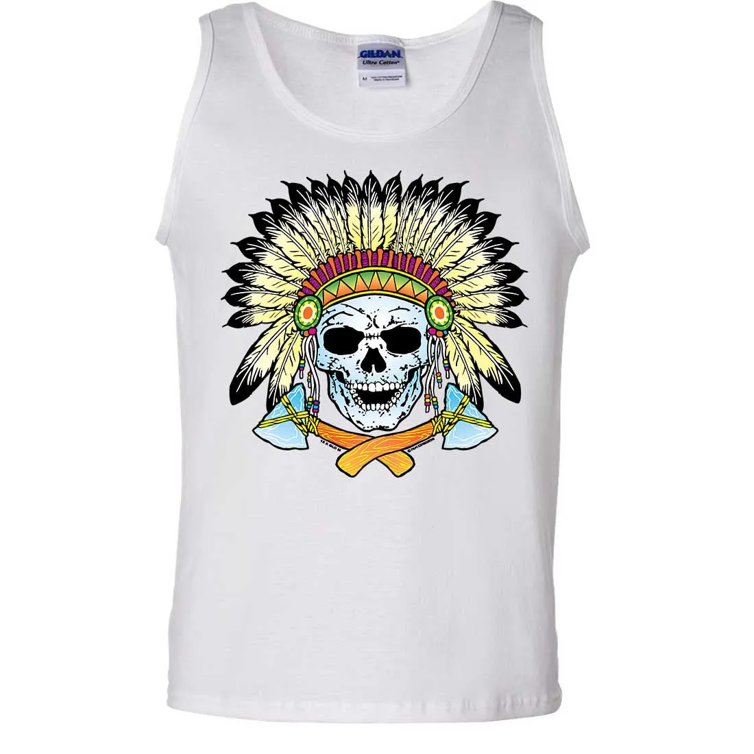 Native American Indian Skeleton Tomahawk Chief Asst Colors Tank Top