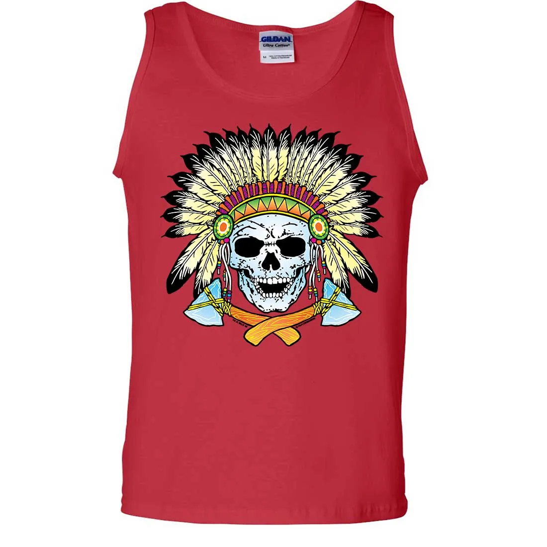Native American Indian Skeleton Tomahawk Chief Asst Colors Tank Top