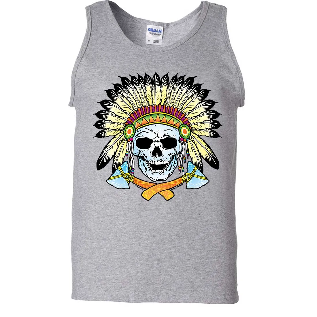 Native American Indian Skeleton Tomahawk Chief Asst Colors Tank Top