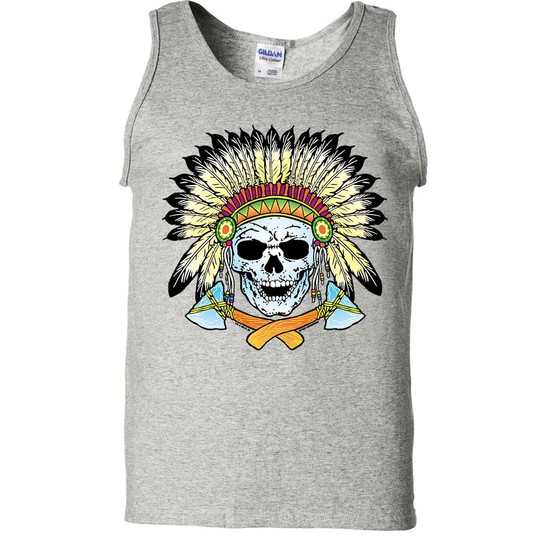 Native American Indian Skeleton Tomahawk Chief Asst Colors Tank Top