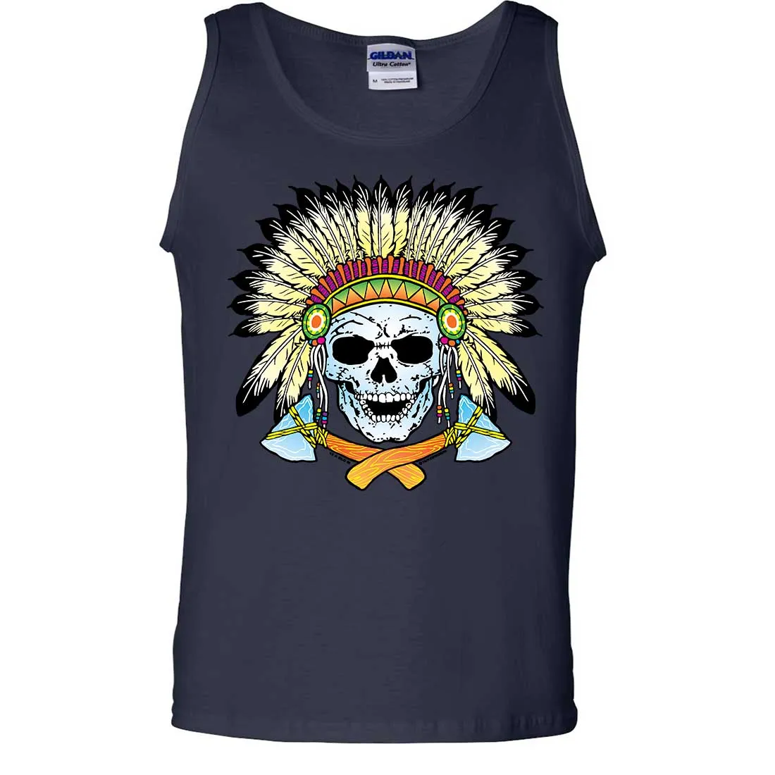 Native American Indian Skeleton Tomahawk Chief Asst Colors Tank Top