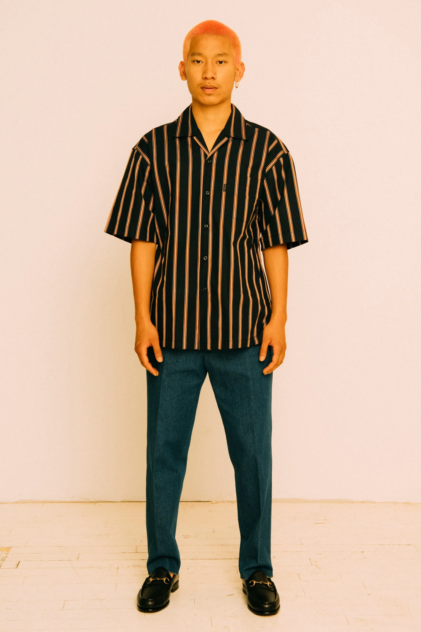 NAVY STRIPE SHORT SLEEVE SHIRT