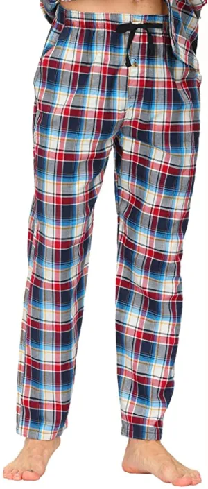 New MoFiz Men's Pajama Pants Sleep Lounge Pants 100% Cotton Multi Red/Blue Plaid, Sz XL! Retails $30 