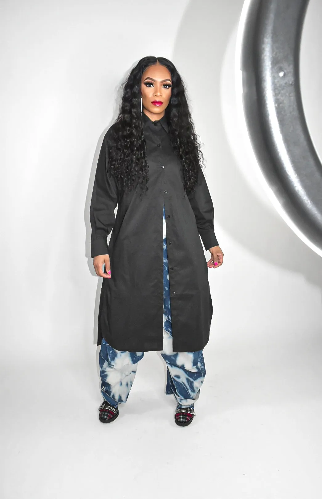 Nikki Oversized Button Up (Black or White)