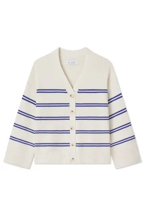 Nora Cardigan in Ivory Caspian Stripe