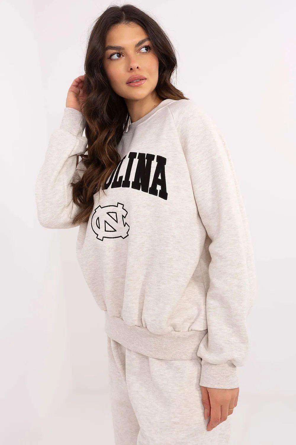 North Carolina Soft Cotton Sweatshirt with Patch Details & Embroidery