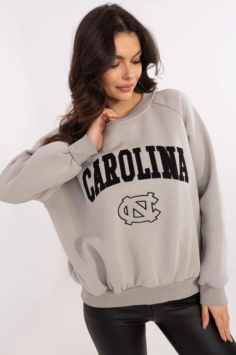 North Carolina Soft Cotton Sweatshirt with Patch Details & Embroidery