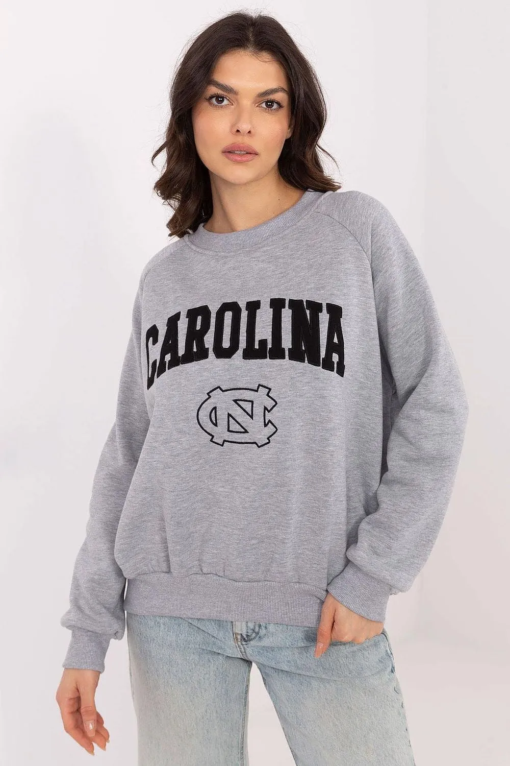 North Carolina Soft Cotton Sweatshirt with Patch Details & Embroidery