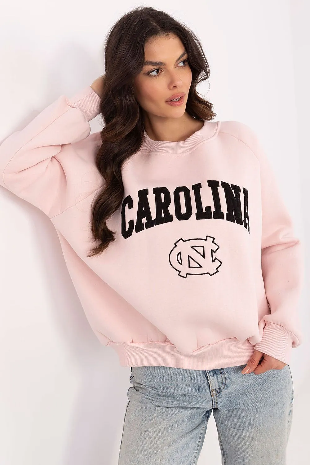 North Carolina Soft Cotton Sweatshirt with Patch Details & Embroidery