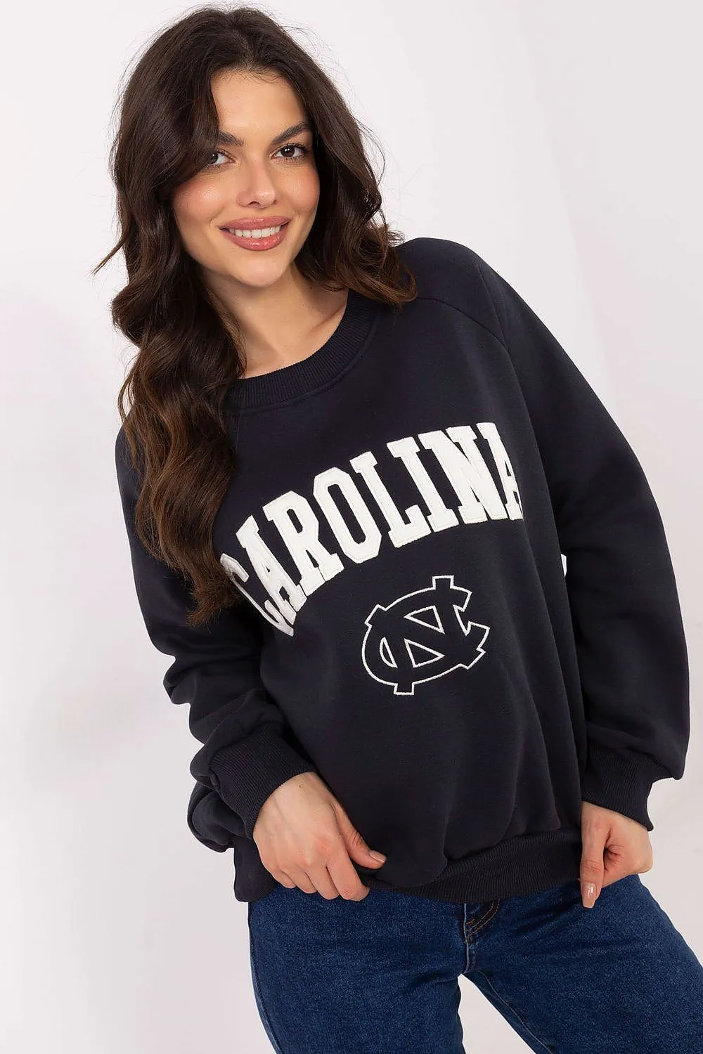 North Carolina Soft Cotton Sweatshirt with Patch Details & Embroidery
