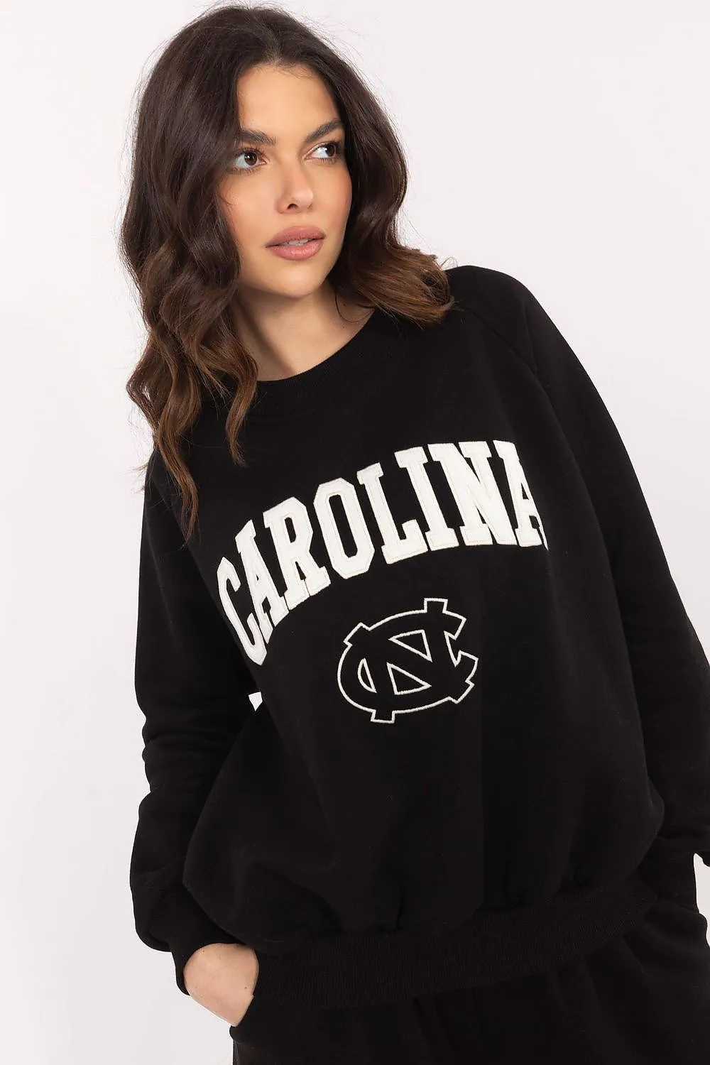 North Carolina Soft Cotton Sweatshirt with Patch Details & Embroidery