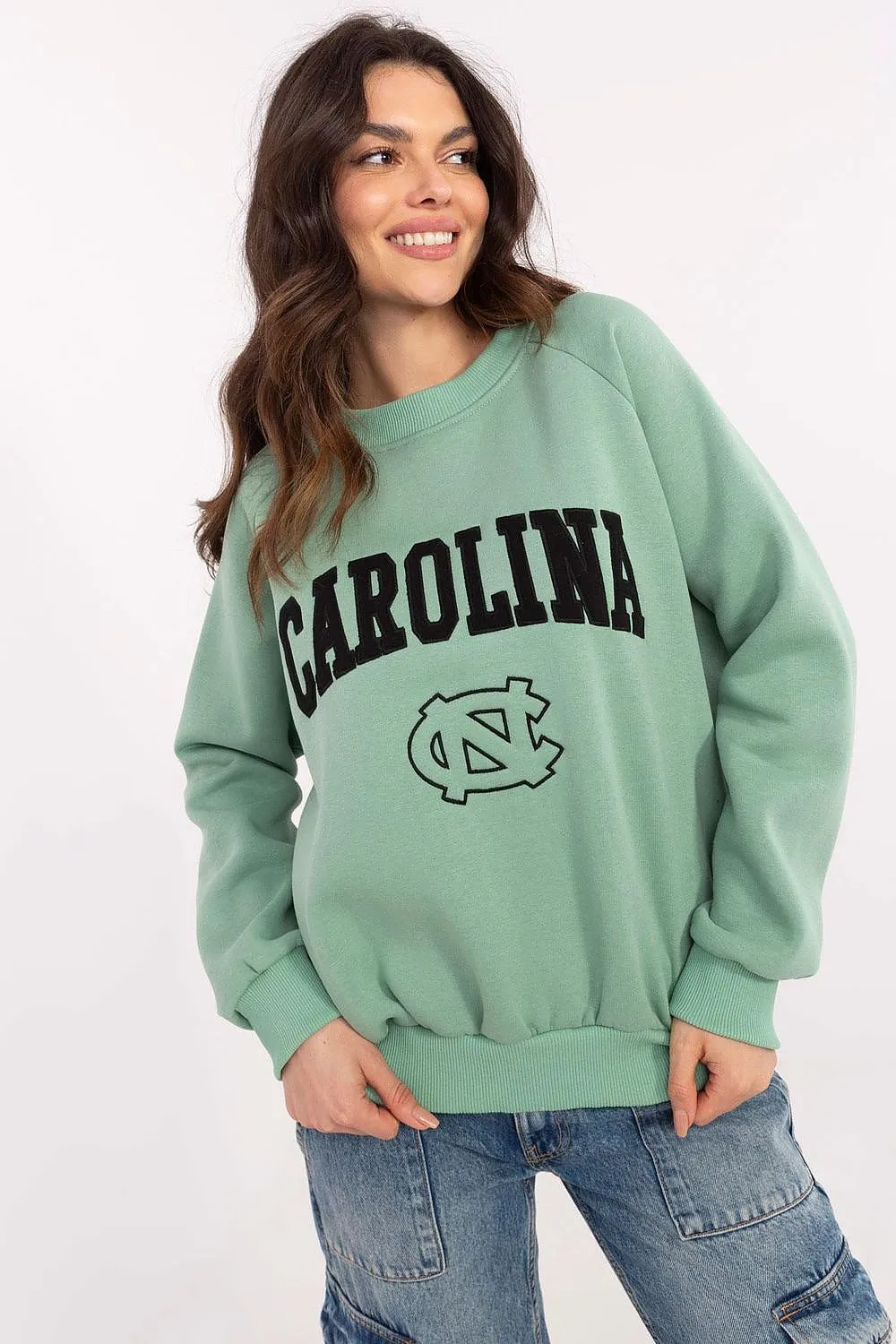 North Carolina Soft Cotton Sweatshirt with Patch Details & Embroidery