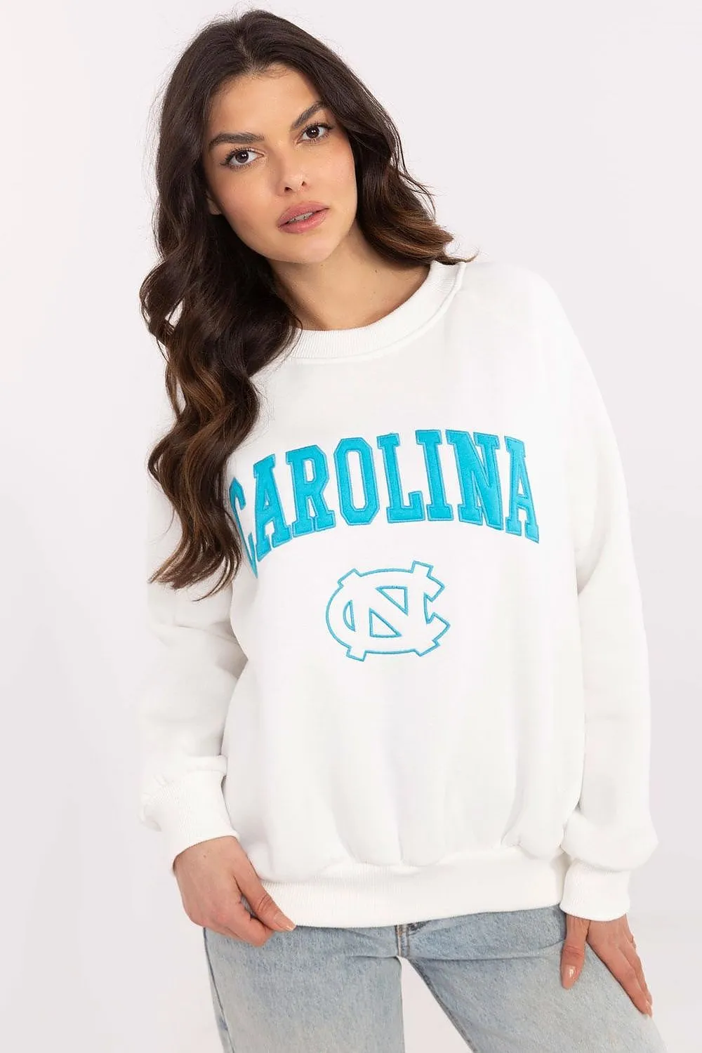 North Carolina Soft Cotton Sweatshirt with Patch Details & Embroidery