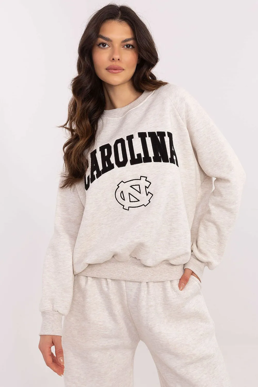 North Carolina Soft Cotton Sweatshirt with Patch Details & Embroidery