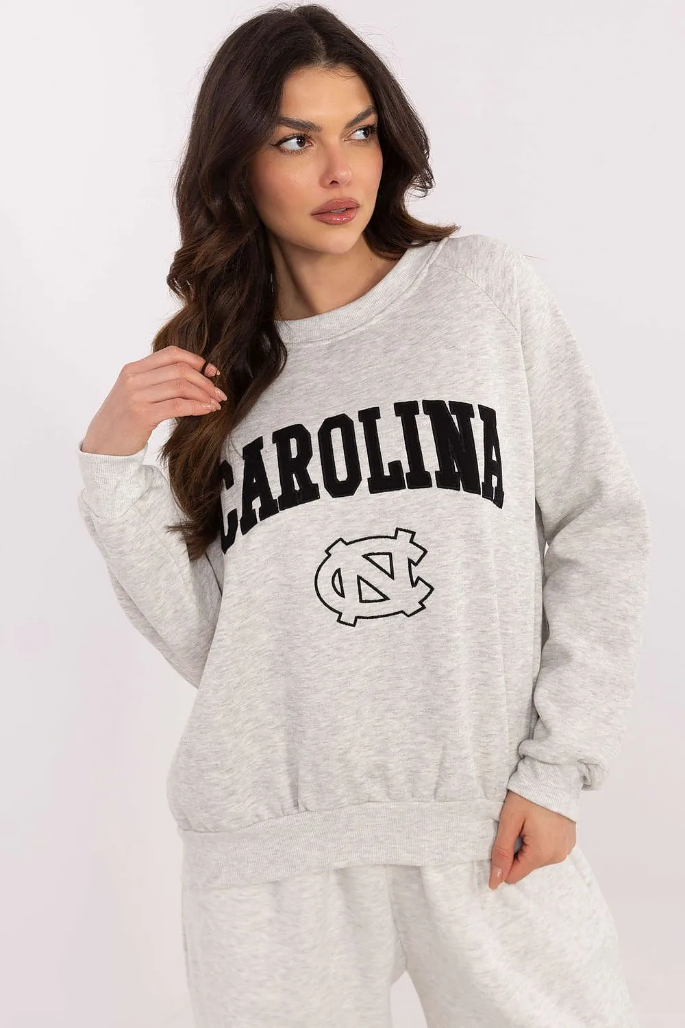 North Carolina Soft Cotton Sweatshirt with Patch Details & Embroidery