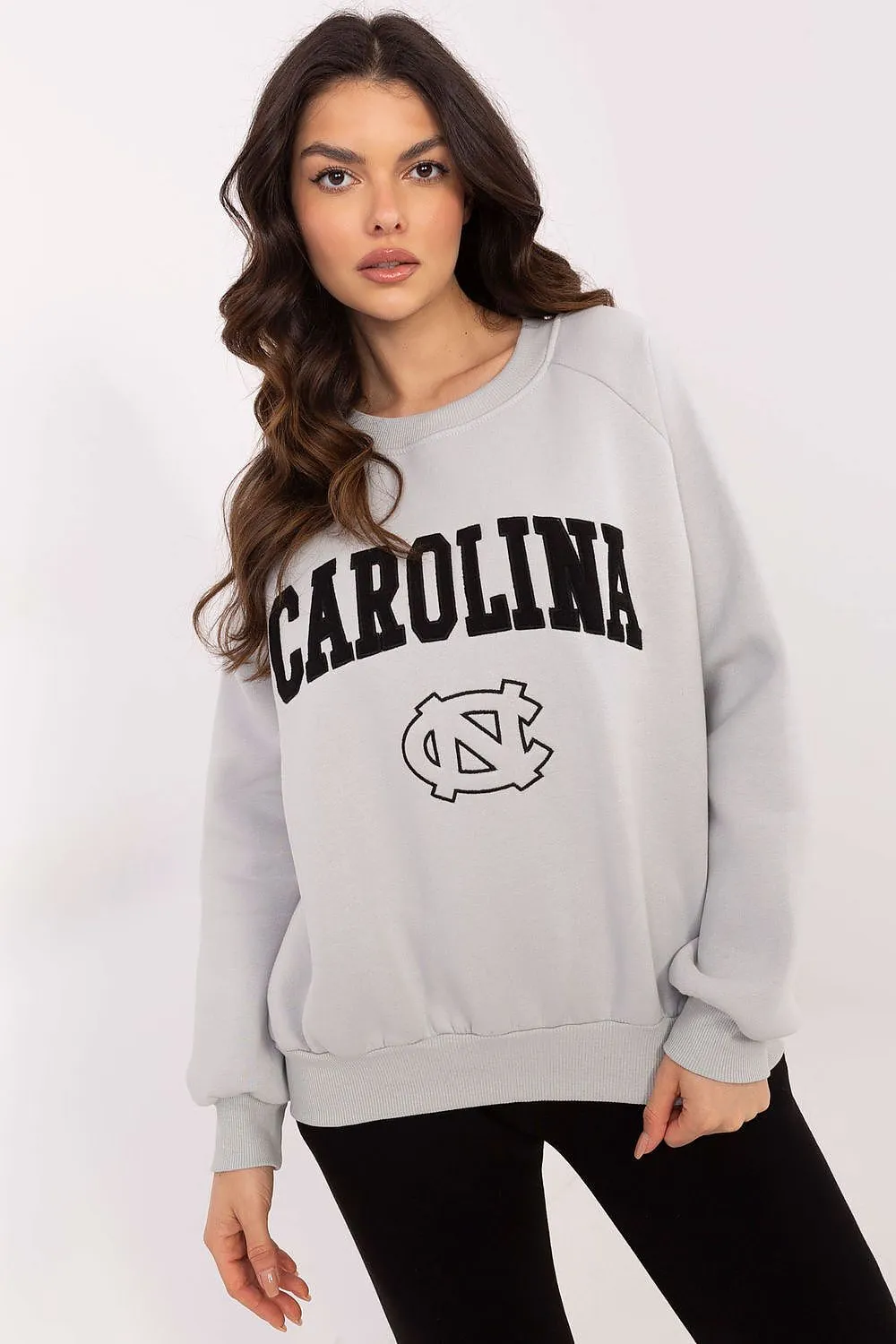 North Carolina Soft Cotton Sweatshirt with Patch Details & Embroidery