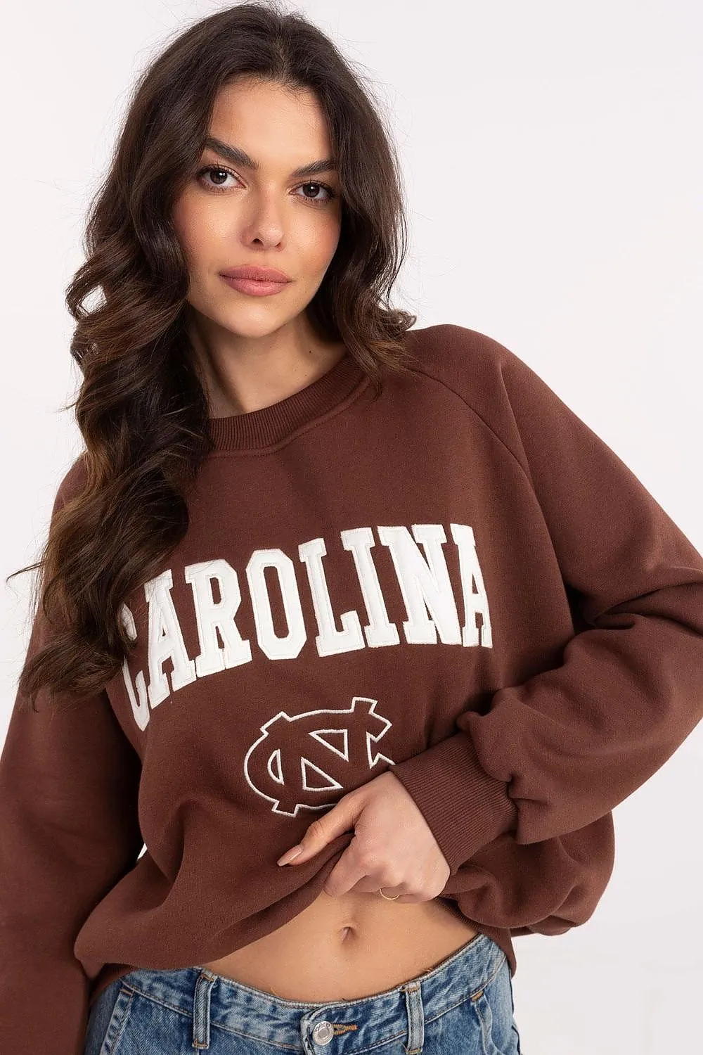 North Carolina Soft Cotton Sweatshirt with Patch Details & Embroidery