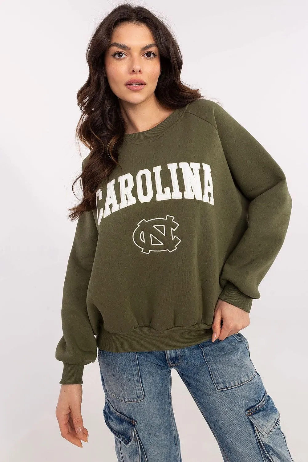North Carolina Soft Cotton Sweatshirt with Patch Details & Embroidery