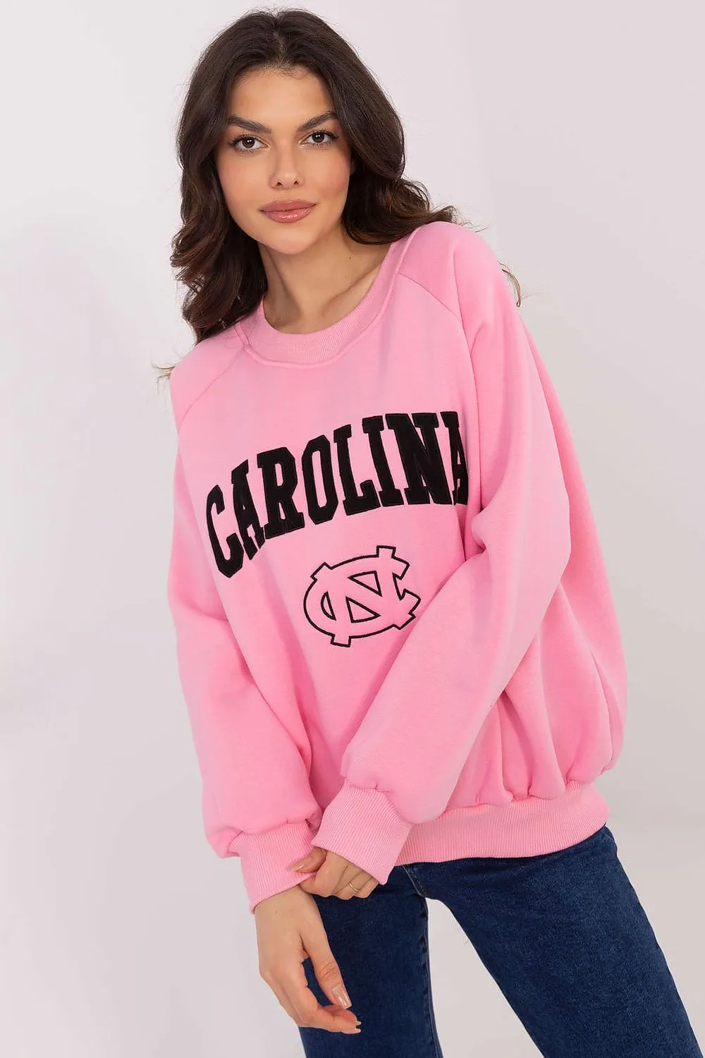 North Carolina Soft Cotton Sweatshirt with Patch Details & Embroidery
