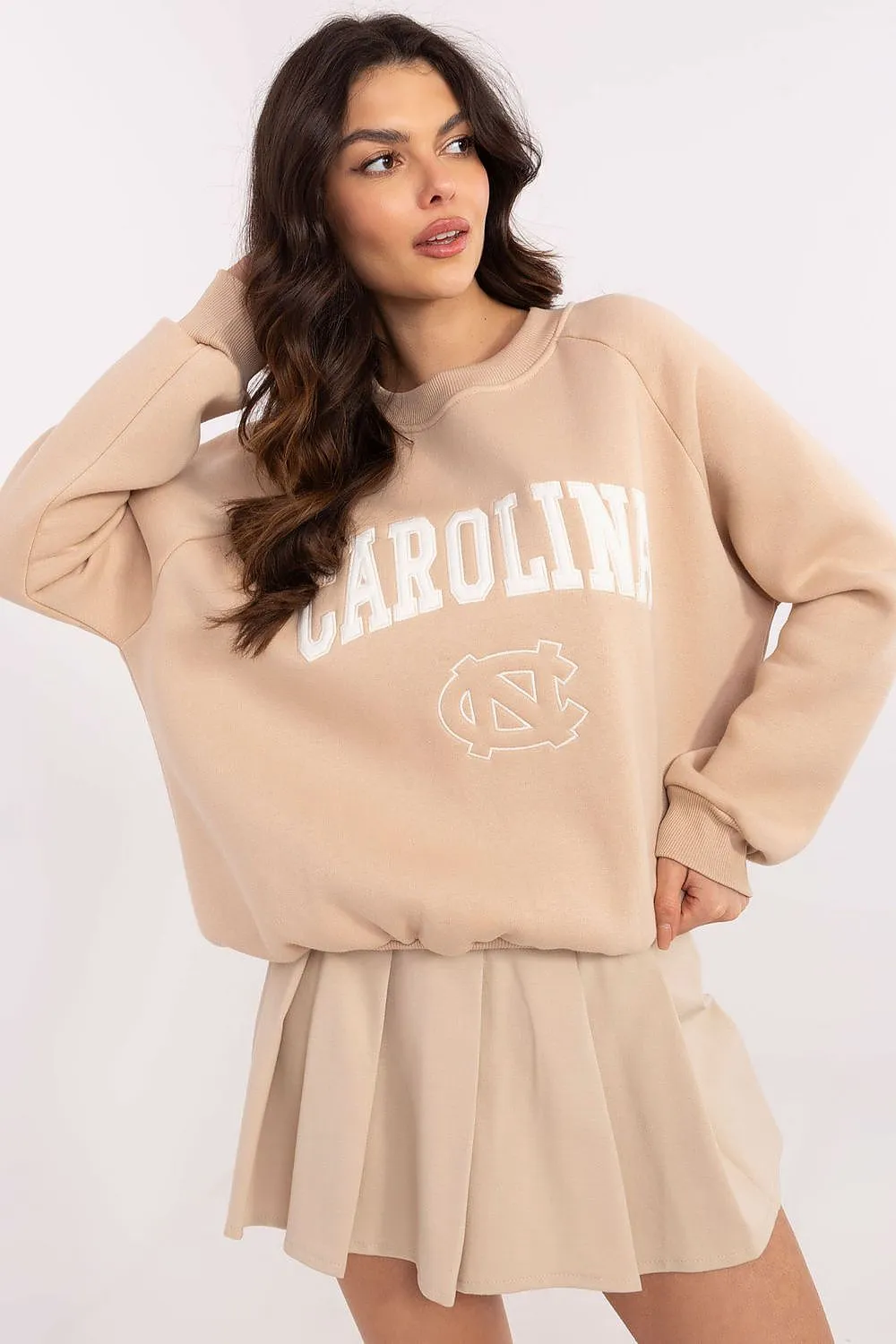 North Carolina Soft Cotton Sweatshirt with Patch Details & Embroidery