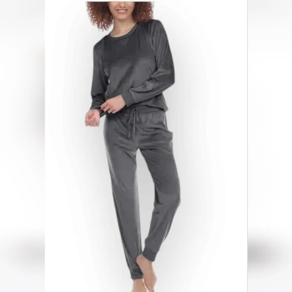NWT HONEYDEW pajamas SIZE LARGE gray velvet SUPER SOFT lounge wear PJ'S 🩷🩶🩷