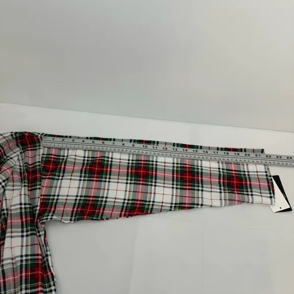 NWT Ralph Lauren IVORY/RED/GREEN Plaid KNIT Pajama/Lounge Set 3X POCKETS New