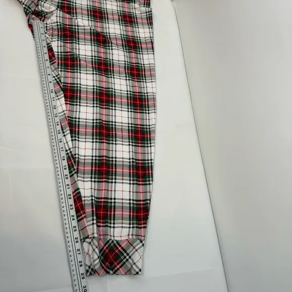 NWT Ralph Lauren IVORY/RED/GREEN Plaid KNIT Pajama/Lounge Set 3X POCKETS New