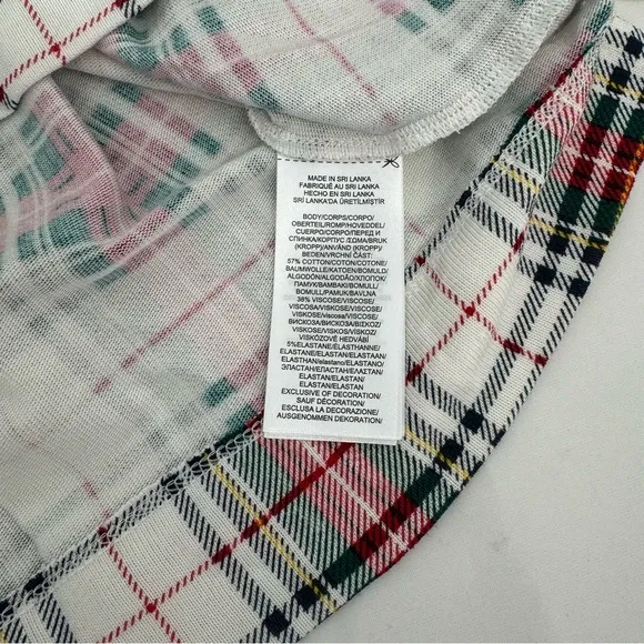 NWT Ralph Lauren IVORY/RED/GREEN Plaid KNIT Pajama/Lounge Set 3X POCKETS New