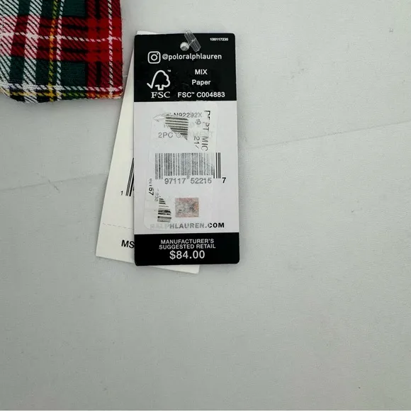 NWT Ralph Lauren IVORY/RED/GREEN Plaid KNIT Pajama/Lounge Set 3X POCKETS New