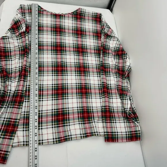 NWT Ralph Lauren IVORY/RED/GREEN Plaid KNIT Pajama/Lounge Set 3X POCKETS New