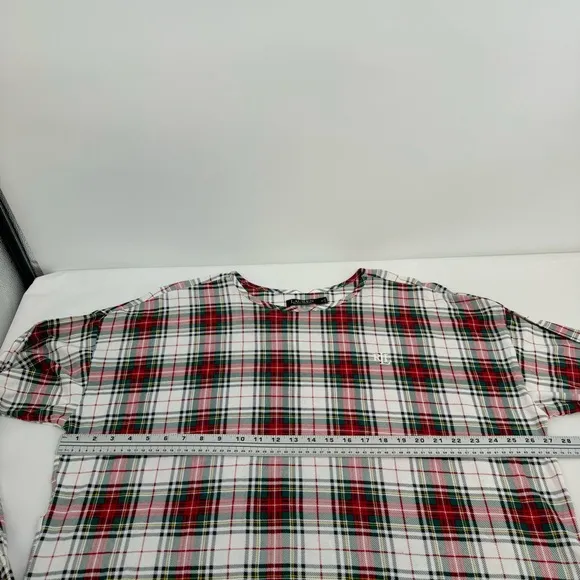 NWT Ralph Lauren IVORY/RED/GREEN Plaid KNIT Pajama/Lounge Set 3X POCKETS New
