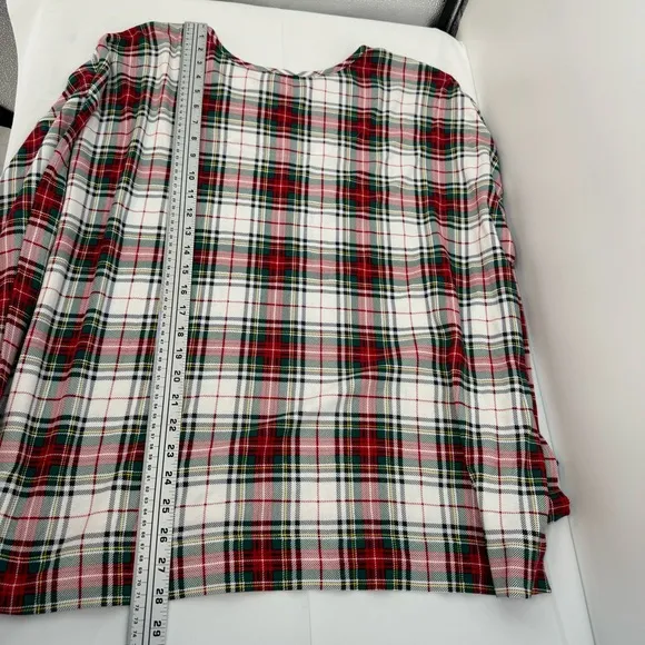 NWT Ralph Lauren IVORY/RED/GREEN Plaid KNIT Pajama/Lounge Set 3X POCKETS New