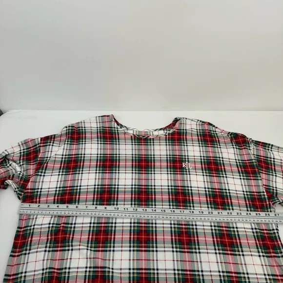 NWT Ralph Lauren IVORY/RED/GREEN Plaid KNIT Pajama/Lounge Set 3X POCKETS New