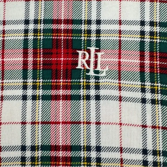 NWT Ralph Lauren IVORY/RED/GREEN Plaid KNIT Pajama/Lounge Set 3X POCKETS New