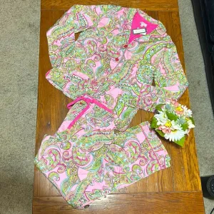 NWT💝LOUNGE AFFAIR Paisley &amp; Floral Pajama PJ SET Long Sleeved TOP &amp; Long PANTS🌸